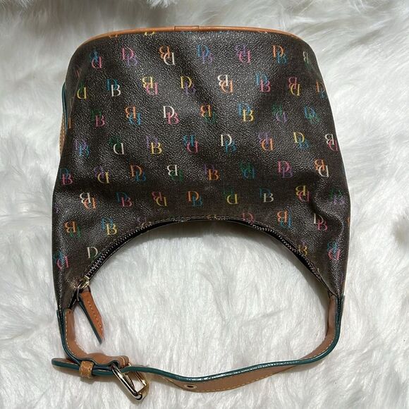 Authentic Dooney & Bourke Vintage Rainbow Handbag Adjustable leather strap B92 - Picture 5 of 11